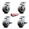 Service Caster 5 Inch Thermoplastic Rubber Swivel Caster Set with Roller Bearings 2 Brakes SCC-20S520-TPRRD-2-TLB-2 - alternate 3